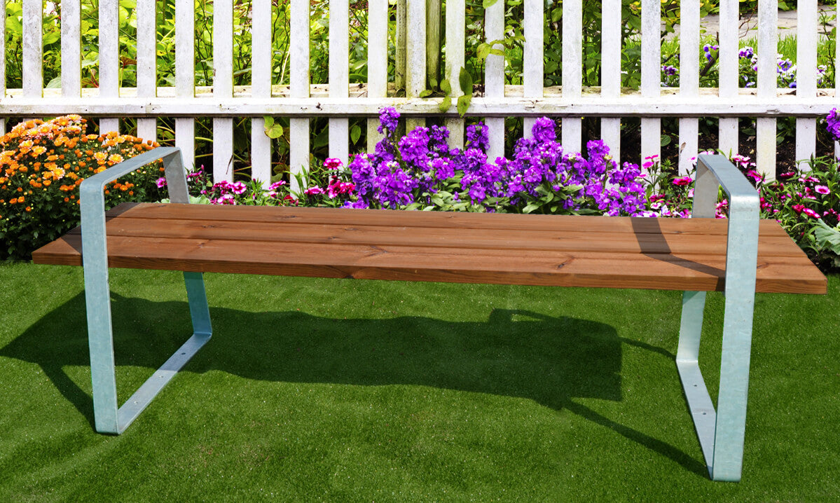 Banco S/ Costas C/ Braços E Pés Metálicos